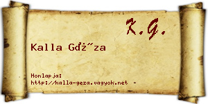 Kalla Géza névjegykártya